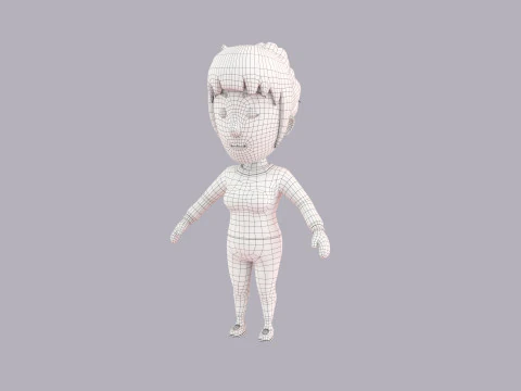 Cartoon Female Character Rigged 084 3D Model