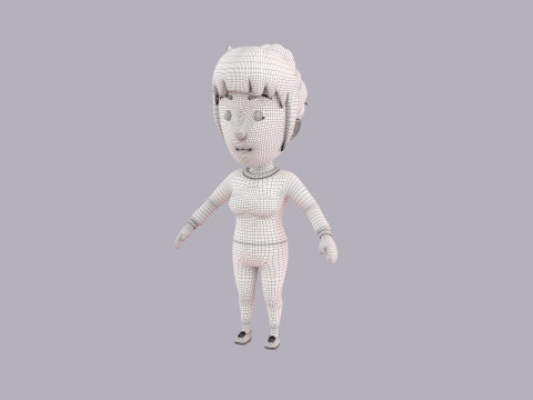 Cartoon Female Character Rigged 084 Model 3D