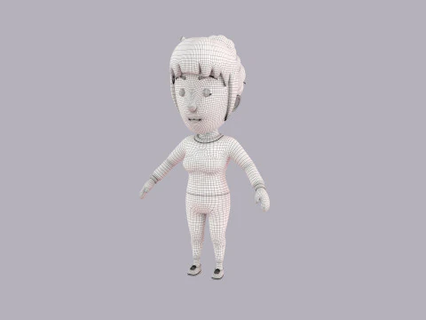 Cartoon Female Character Rigged 084 3D Model