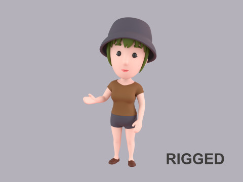 Cartoon Female Character Rigged 085 Modèle 3D