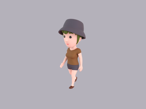 Cartoon Female Character Rigged 085 3D मॉडल