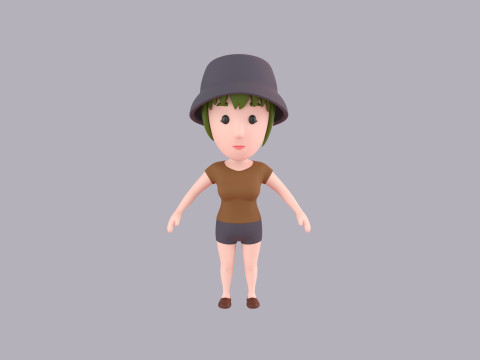 Cartoon Female Character Rigged 085 3D मॉडल