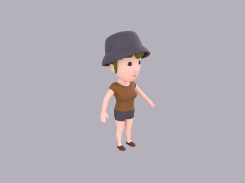 Cartoon Female Character Rigged 085 3D मॉडल
