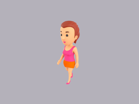 Cartoon Female Character Rigged 086 3D 모델