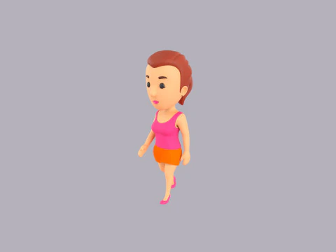 Cartoon Female Character Rigged 086 3D Model