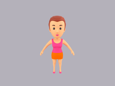 Cartoon Female Character Rigged 086 3D 모델