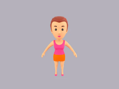 Cartoon Female Character Rigged 086 3D Model