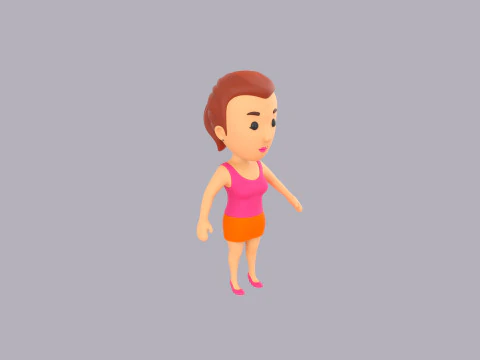 Cartoon Female Character Rigged 086 3D Model