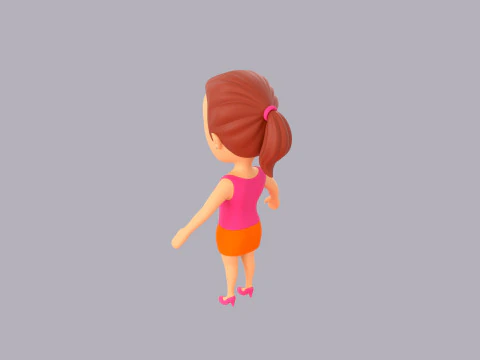 Cartoon Female Character Rigged 086 3D Model