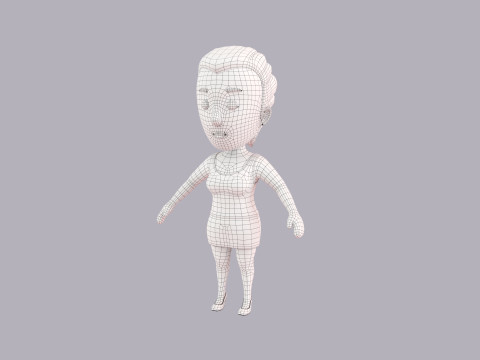 Cartoon Female Character Rigged 086 3D 모델