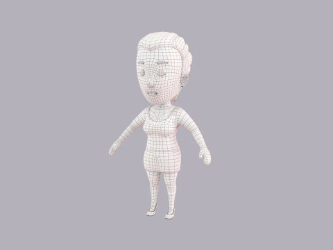 Cartoon Female Character Rigged 086 3D Model