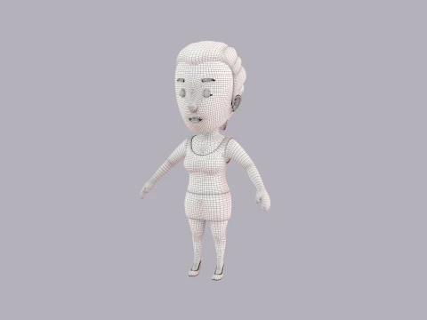 Cartoon Female Character Rigged 086 3D Model