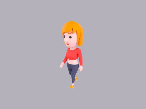 Cartoon Female Character Rigged 087 3D Model