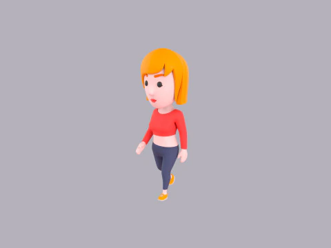 Cartoon Female Character Rigged 087 3D Model