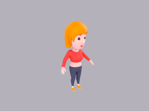 Cartoon Female Character Rigged 087 3D Model