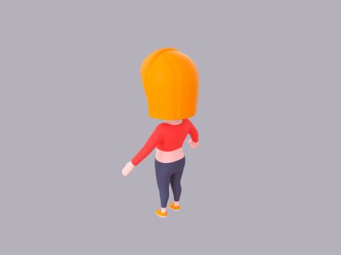 Cartoon Female Character Rigged 087 3D Model