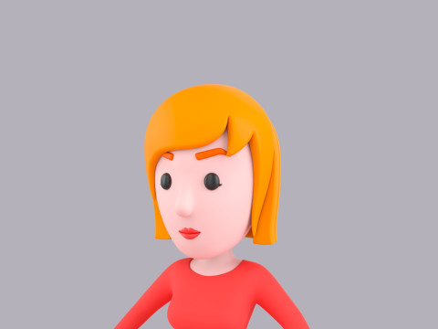 Cartoon Female Character Rigged 087 3D Model