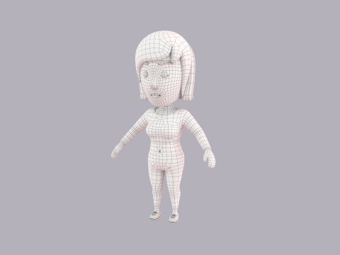 Cartoon Female Character Rigged 087 3D Model