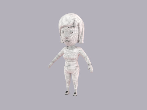 Cartoon Female Character Rigged 087 3D Model