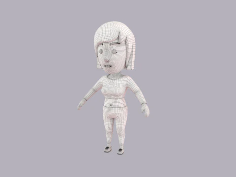 Cartoon Female Character Rigged 087 3D Model