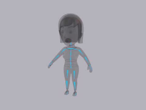 Cartoon Female Character Rigged 087 3D Model