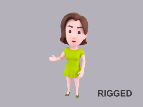 Cartoon Female Character Rigged 088 3D Model