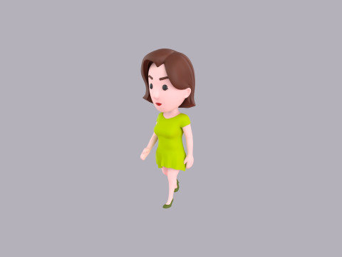Cartoon Female Character Rigged 088 3D Model