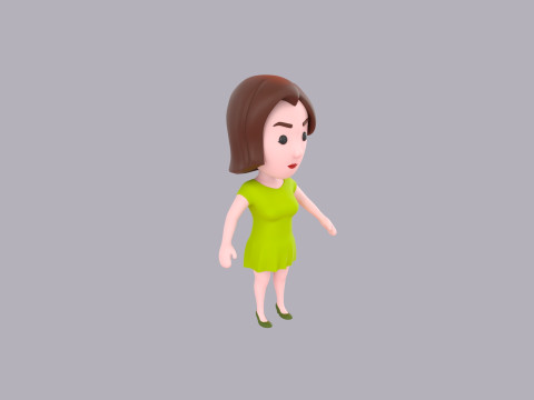 Cartoon Female Character Rigged 088 3D Model