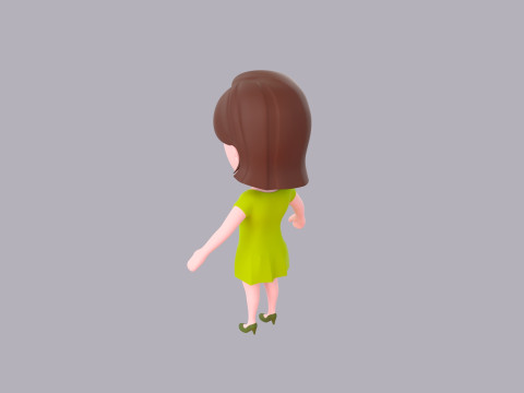 Cartoon Female Character Rigged 088 3D Model