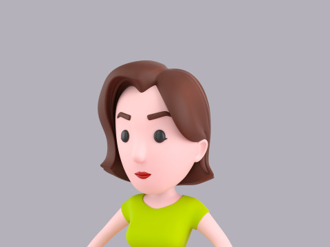 Cartoon Female Character Rigged 088 3D Model