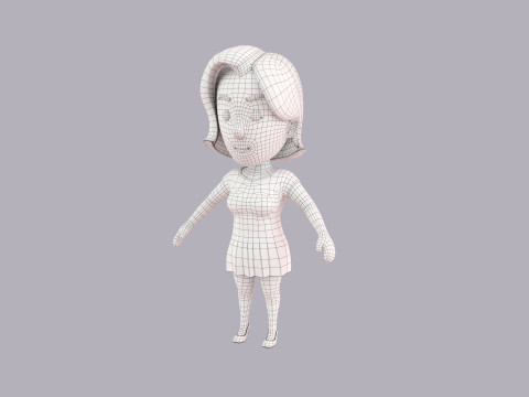 Cartoon Female Character Rigged 088 3D Model
