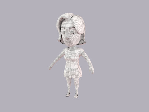 Cartoon Female Character Rigged 088 3D Model