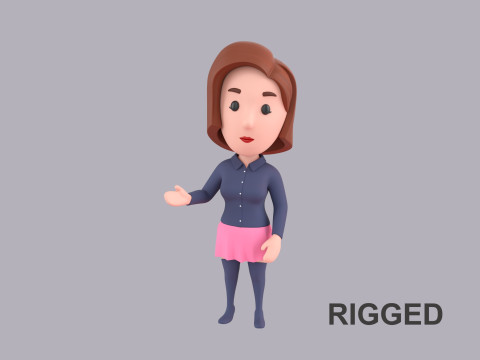 Cartoon Female Character Rigged 089 Modèle 3D