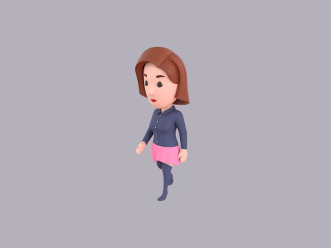 Cartoon Female Character Rigged 089 3D Model