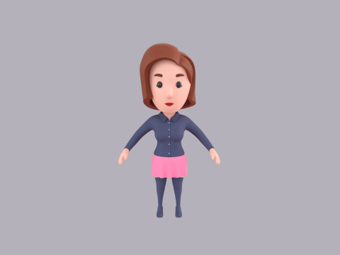 Cartoon Female Character Rigged 089 3D Model