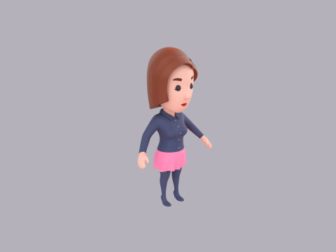 Cartoon Female Character Rigged 089 3D Model