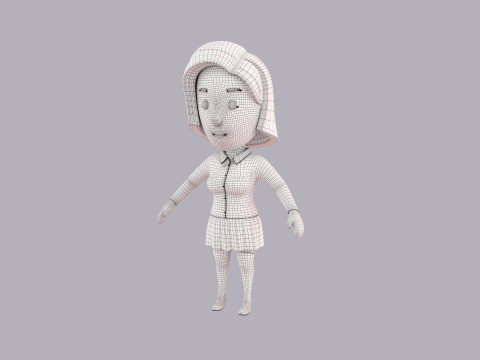 Cartoon Female Character Rigged 089 3D Model