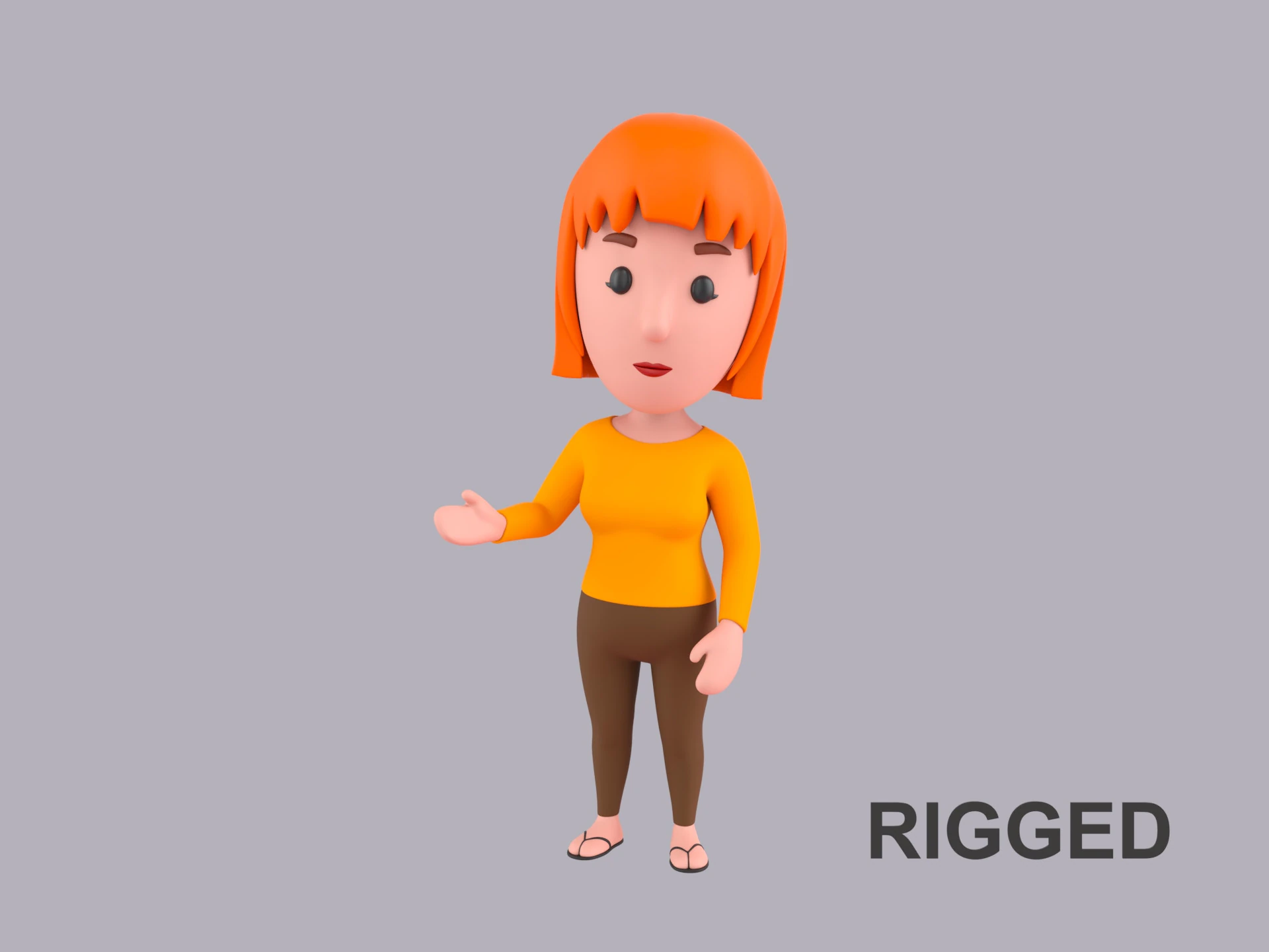 Cartoon Female Character Rigged 090 3D Model .c4d .max .obj .3ds .fbx .stl .blend 