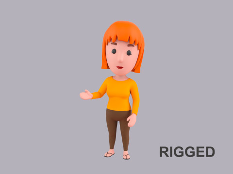 Cartoon Female Character Rigged 090 3D Model