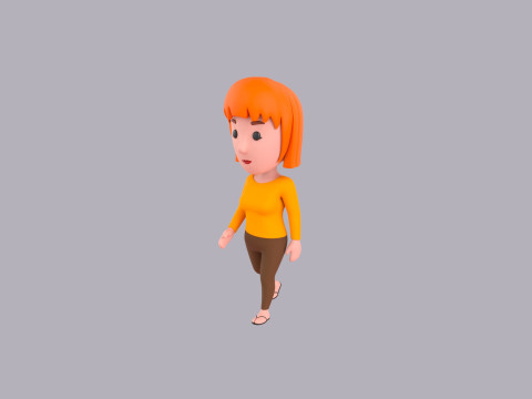 Cartoon Female Character Rigged 090 3D Model