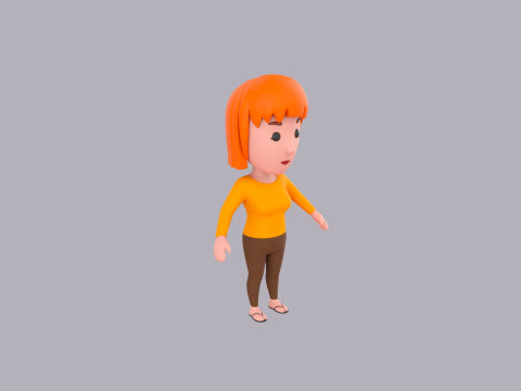 Cartoon Female Character Rigged 090 3D Model