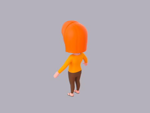 Cartoon Female Character Rigged 090 3D Model