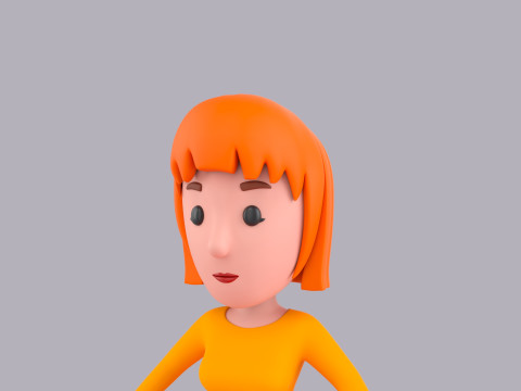 Cartoon Female Character Rigged 090 3D Model