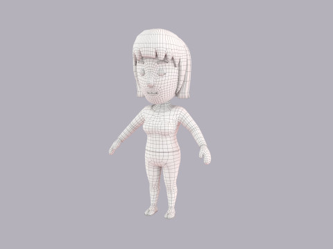 Cartoon Female Character Rigged 090 3D Model