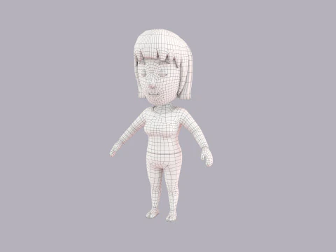Cartoon Female Character Rigged 090 3D Model