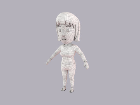 Cartoon Female Character Rigged 090 3D Model