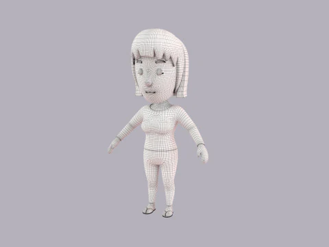Cartoon Female Character Rigged 090 3D Model