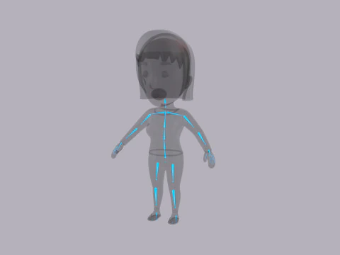 Cartoon Female Character Rigged 090 3D Model
