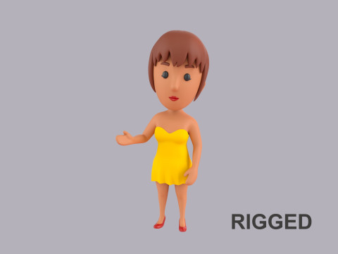 Cartoon Female Character Rigged 091 3D Model