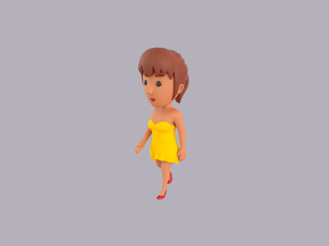 Cartoon Female Character Rigged 091 Model 3D